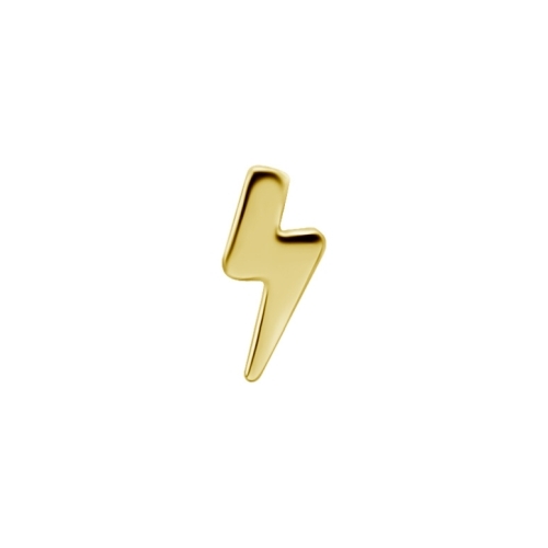 Gold Titanium Attachment for (Type-S) Internal Thread Labret - Lightning Flash - 6mm
