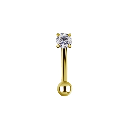 Gold Titanium Internal Thread Rook Bar - Premium Zirconia Round