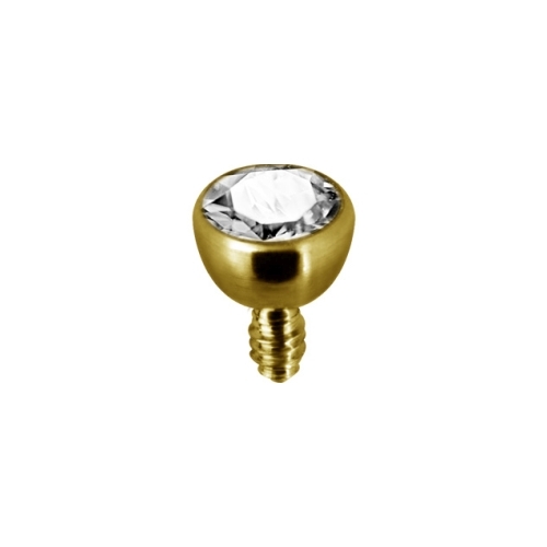 Gold Titanium Attachment for (Type-S) Internal Thread Labret - Cubic Zirconia - 2.2mm