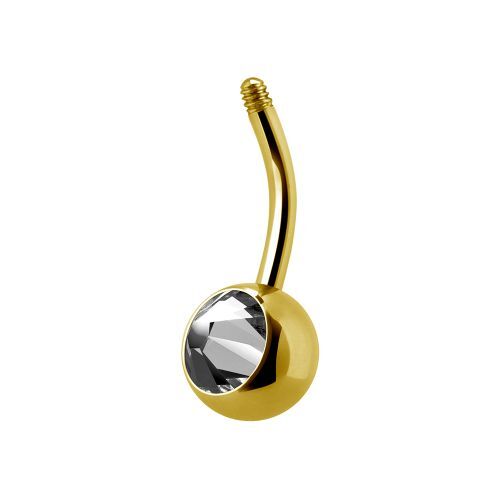Gold Titanium Single mini Jewelled Belly Post