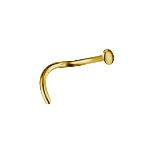 Gold Titanium Pigtail Nose Stud - Dome - 2mm