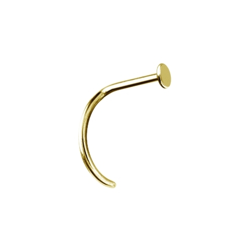 Gold Titanium Pigtail Nose Stud - Flat Disc