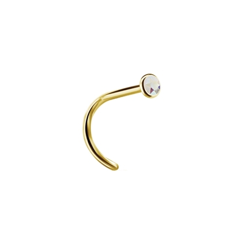 Gold Titanium Pigtail Nose Stud - Premium Zirconia