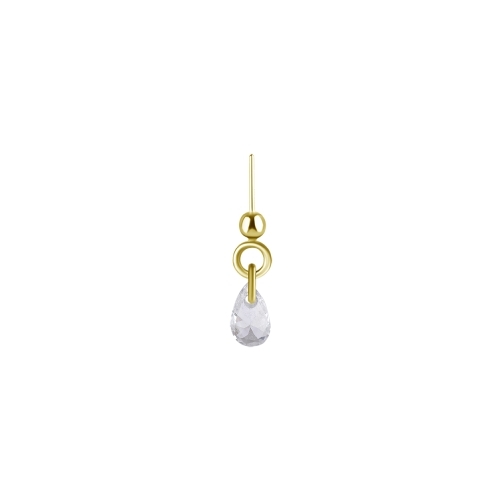 Gold Titanium Floating Helix, Vertical Helix & Contraconch  Attachment for Threadless Labret - Tear Drop Premium Zirconia