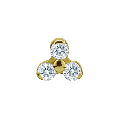 Gold Titanium Attachment for Threadless Labret - Trinity Premium Zirconia
