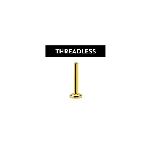 Gold Titanium Threadless Flat Back Labret Post