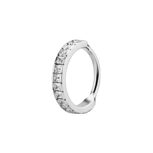 Surgical Steel Hinged Conch Ring - Square Cubic Zirconia 16 Gauge - 12mm