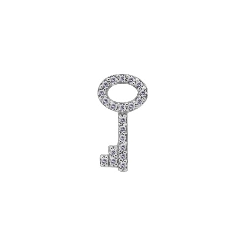 Surgical Steel Jewelled Key Charm - Cubic Zirconia