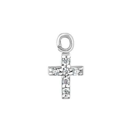 Surgical Steel Cross Charm - Cubic Zirconia