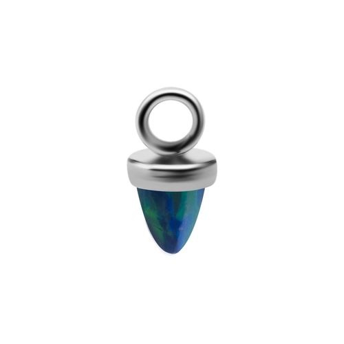 Surgical Steel Spike Charm - Lab Created Emerald Black Opal