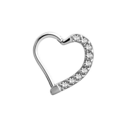 Surgical Steel Hinged Heart Ring - Premium Zirconia