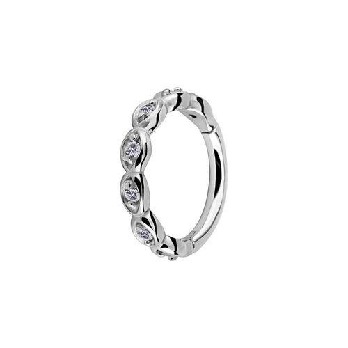 Surgical Steel Hinged Ring - Woven Band Premium Zirconia