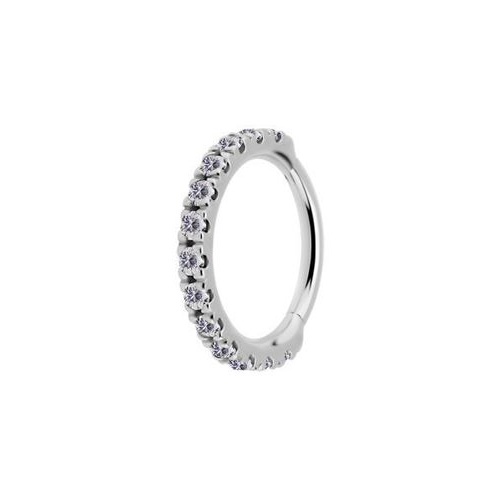 Surgical Steel Hinged Clicker Ring - Premium Zirconia Square Design