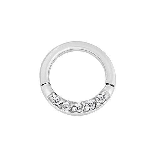 Surgical Steel Septum Ring - Front Facing Cubic Zirconia 16 Gauge - 8mm