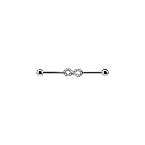 Surgical Steel Industrial Bar - Cubic Zirconia Infinity