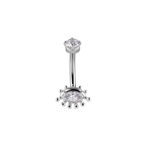 Surgical Steel Internal Thread Rook Bar - Premium Zirconia Eye 16 Gauge - 7mm