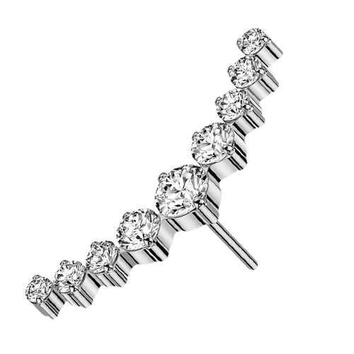 Titanium Threadless Attachment - Cubic Zirconia Clawset Cluster - 14 Gauge