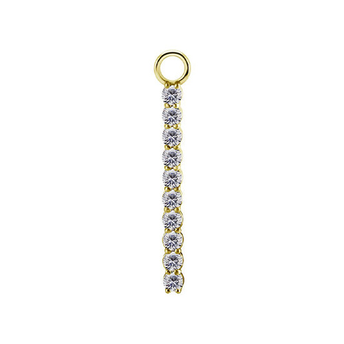 Gold Titanium 10 Stones Premium Zirconia Bar Jewellery Charm