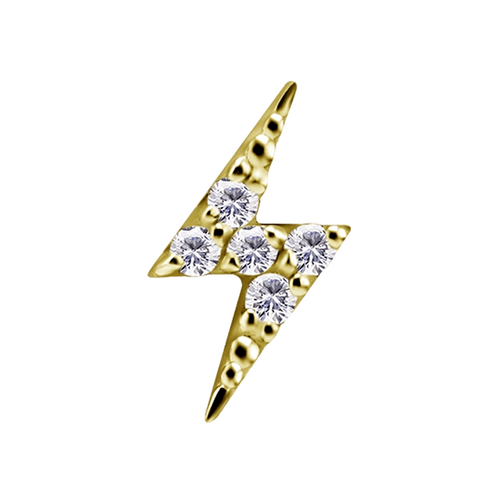 14K Gold Lightning Flash Premium Zirconia Left- 7mm Threadless Attachment