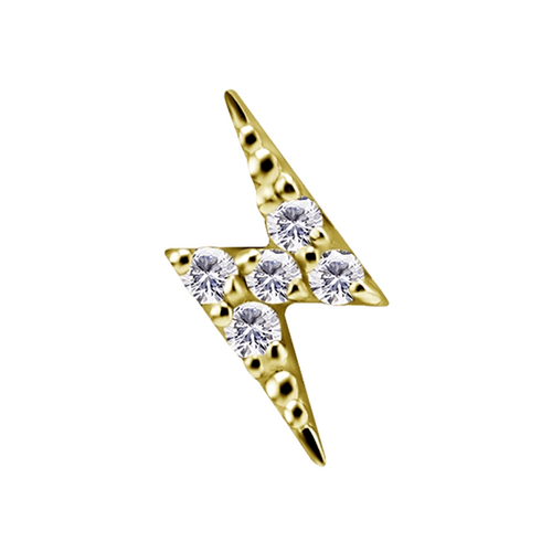 14K Gold Lightning Flash  Premium Zirconia Right - 7mm Threadless Attachment