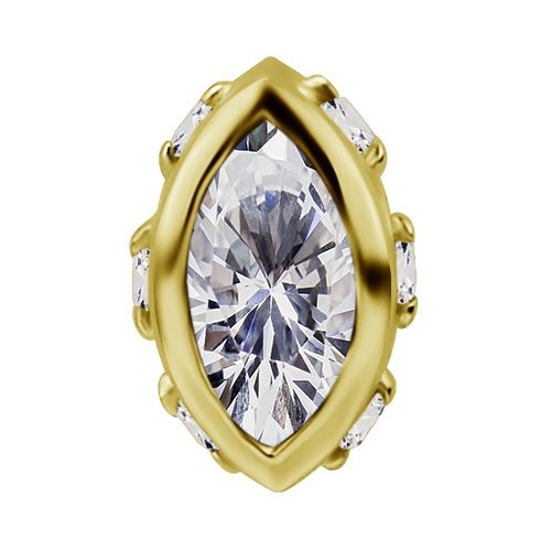 14K Gold 6mmPremium Zirconia MarquiseThreadless Attachment