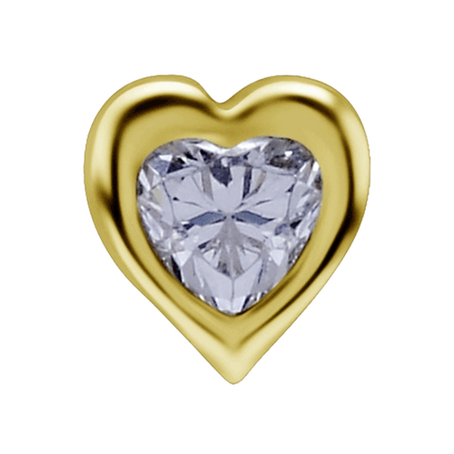 14k Gold 5mm Premium Zirconia Heart ShapeThreadless Attachment