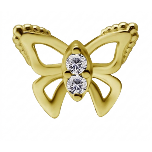 14K Gold 8mm Premium Zirconia ButterflyThreadless Attachment