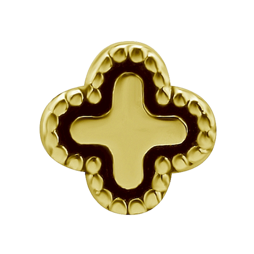 14K Gold Plain Clover - 4mm Threadless Attachment