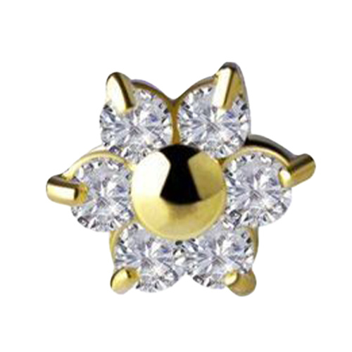 14K Gold 5mm Premium Zirconia Flower Threadless Attachment