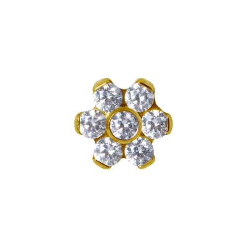 Gold Titanium - Flower - 4mm (Type R) Internal Thread Labret Attachment