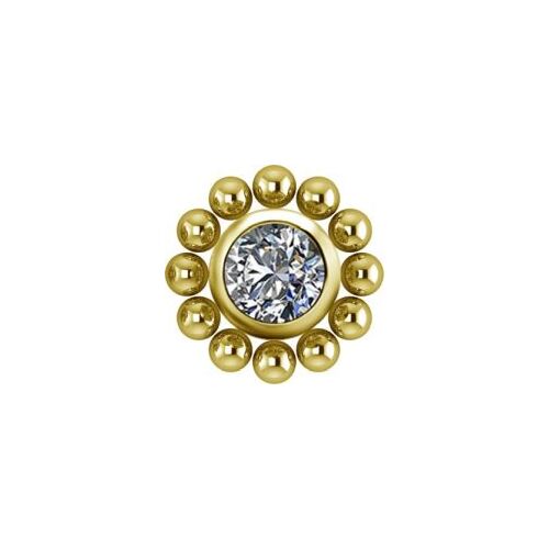 Gold Titanium - Premium Zirconia Sun Design - 4mm (Type R) Internal Thread Labret Attachment