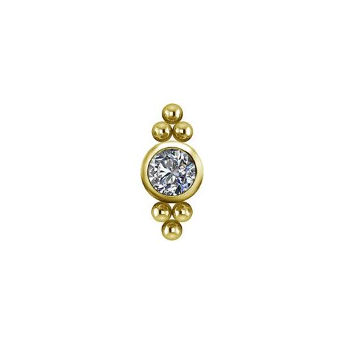 Gold Titanium - Premium Zirconia Ball Triangle Cluster - 5mm (Type R) Internal Thread Labret Attachment