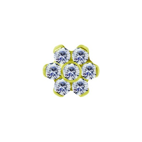 Gold Titanium - Premium Zirconia - Flower - 5mm (Type R) Internal Thread Labret Attachment