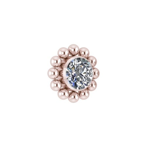 Rose Gold Titanium - Premium Zirconia Ball Flower Cluster - 4mm (Type R) Internal Thread Labret Attachment