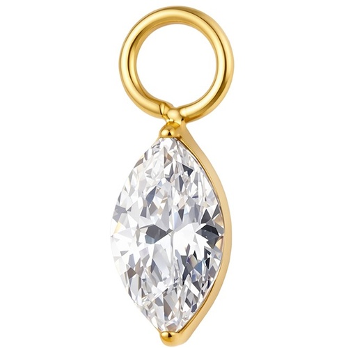 Gold Titanium Jewellery Charm Marquise Premium Zirconia
