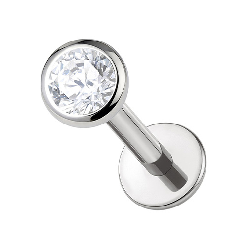 Titanium 2.35mm Premium Zirconia - Threadless 18G - 7mm Flatback Stud