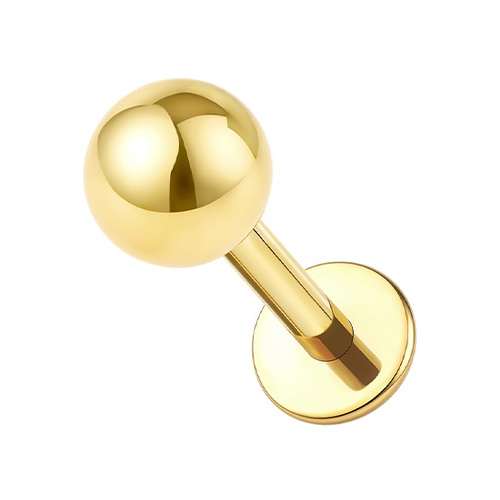 Gold Titanium 2.5mm Ball  - Threadless 18G - 7mm Flatback Stud