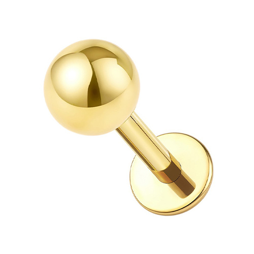 Gold Titanium 3mm Ball  - Threadless 18G - 7mm Flatback Stud