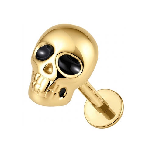 Gold Titanium 6.5mm Skull - Threadless 18G - 7mm Post