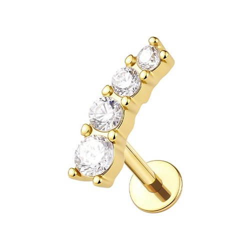 Gold Titanium 8mm Premium Zirconia Left Ear - Threadless 18G - 7mm Post