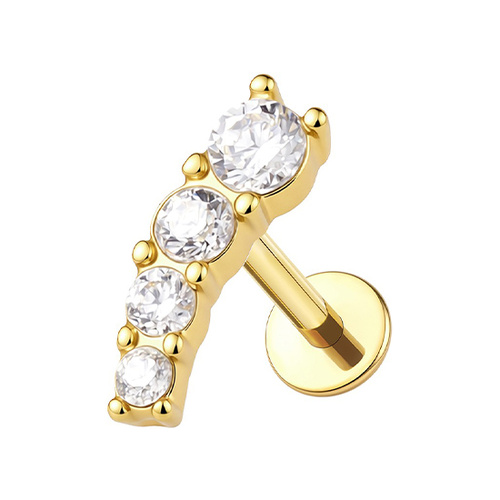 Gold Titanium 8mm Premium Zirconia Right Ear - Threadless 18G - 7mm Post