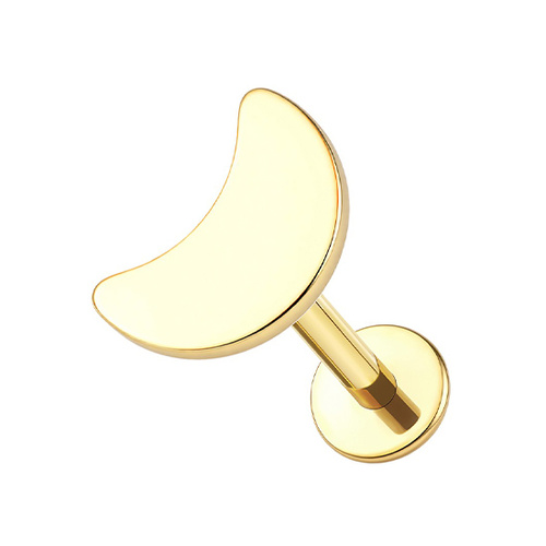 Gold Titanium 5mm Moon - Threadless 18G - 7mm Flatback Stud