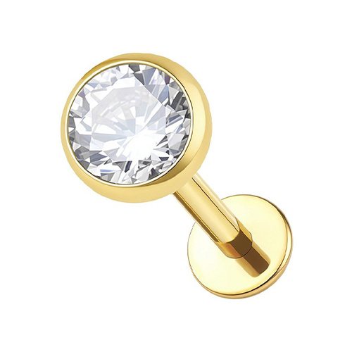 Gold Titanium 3mm Premium Zirconia - Threadless 18G - 7mm Post