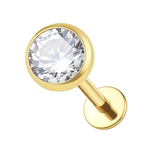 Gold Titanium 4mm Premium Zirconia - Threadless 18G - 7mm Post