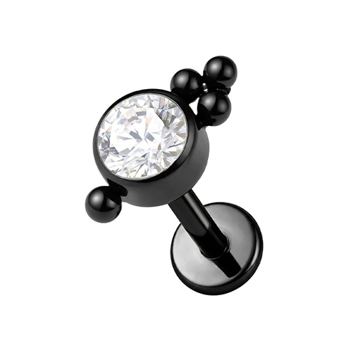 Black Titanium 3mm Premium Zirconia Ball Cluster - Threadless 18G - 7mm Post