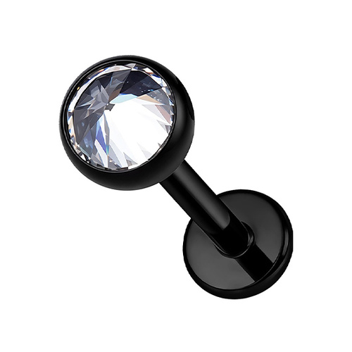 Black Titanium 3mm Inverted Prem Zirconia - Threadless 18G - 7mm Post