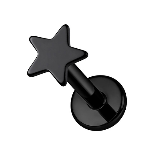 Black Titanium 3mm Star - Threadless 18G - 7mm Post