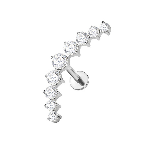 Titanium Clawset Cluster Cubic Zirconia - Threadless 18G - 7mm Flatback Stud 