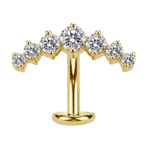 Gold Titanium Clawset Cluster Cubic Zirconia - Threadless 14G - 10mm Floating Navel