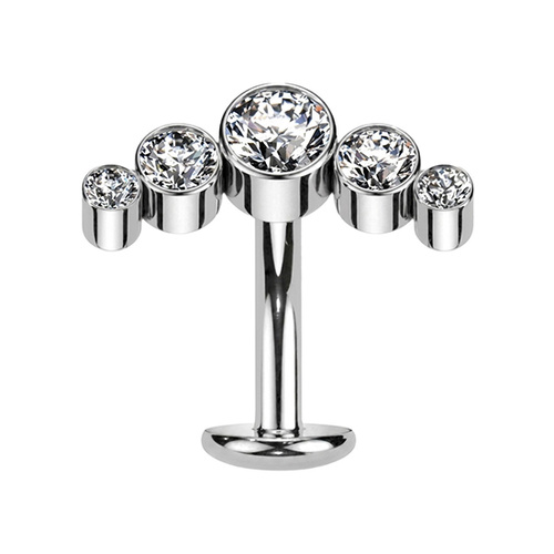 Titanium Half Moon Cubic Zirconia - Threadless 14G - 10mm Floating Navel